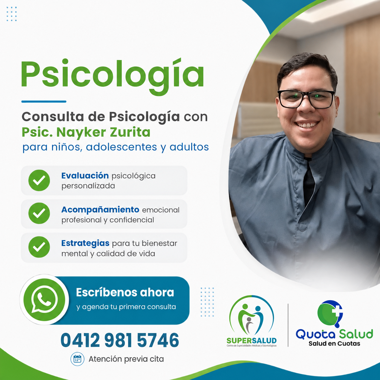 Consulta de Psicología con Psic. Nayker Zurita — Clínica SUPERSALUD, para niños, adolescentes y adultos